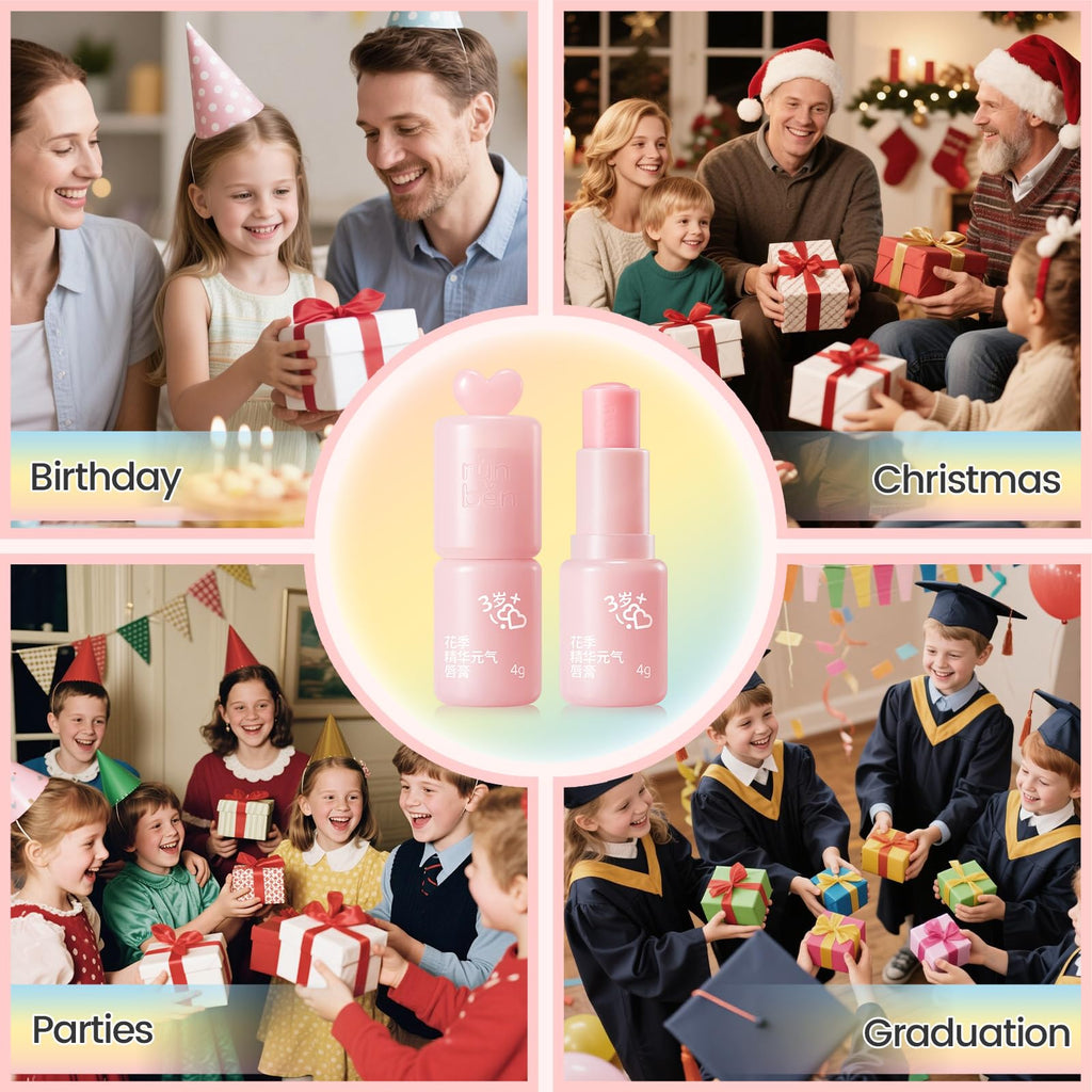 RUNBEN Color Changing Lip Balm for Kids — 24H Hydration, Non-Toxic Tint