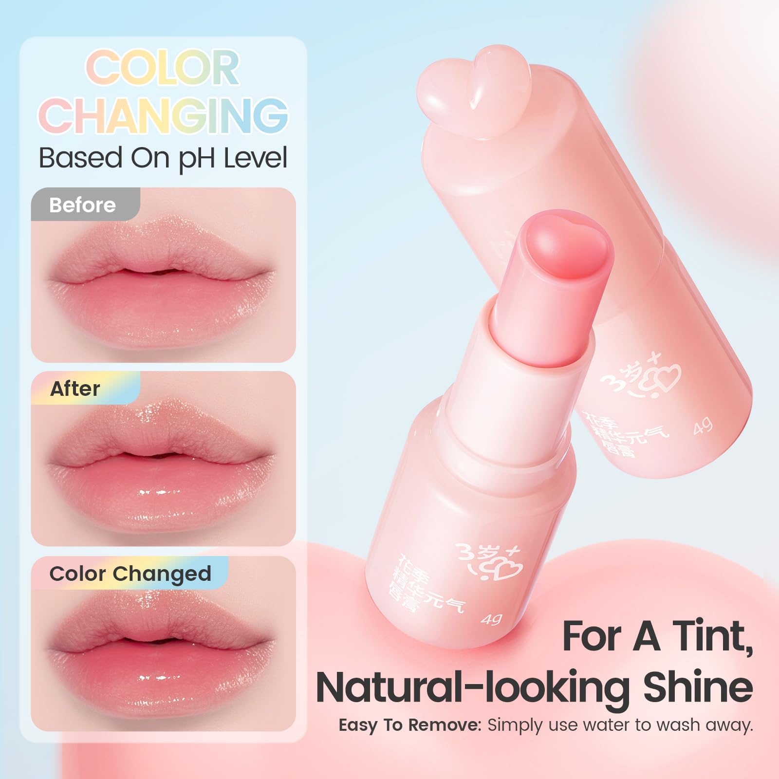RUNBEN Color Changing Lip Balm for Kids — 24H Hydration, Non-Toxic Tint