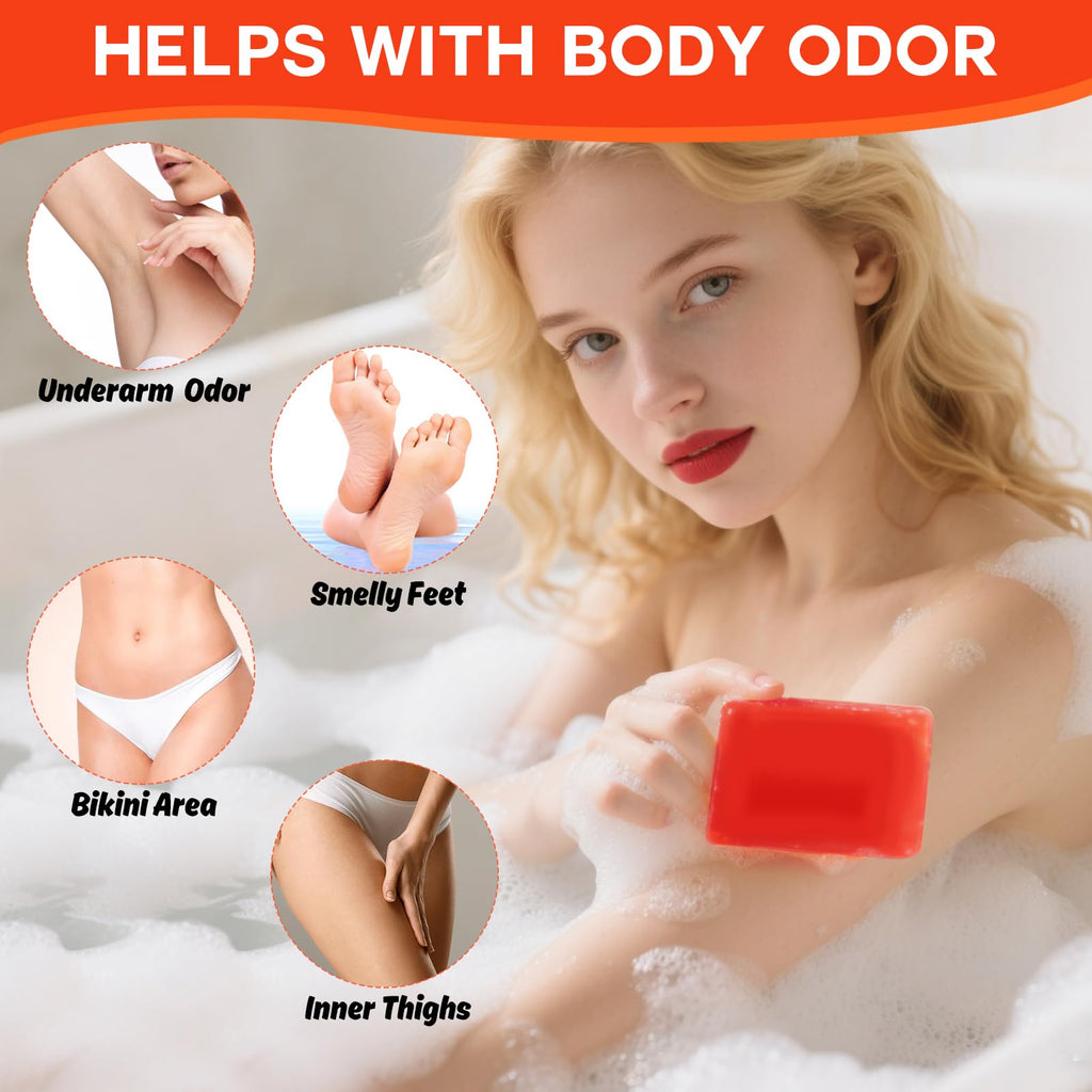 Runsidan 3 PCS Persimmon Soap Bar for Body Odor Control | Natural Deodorant Bath Soap