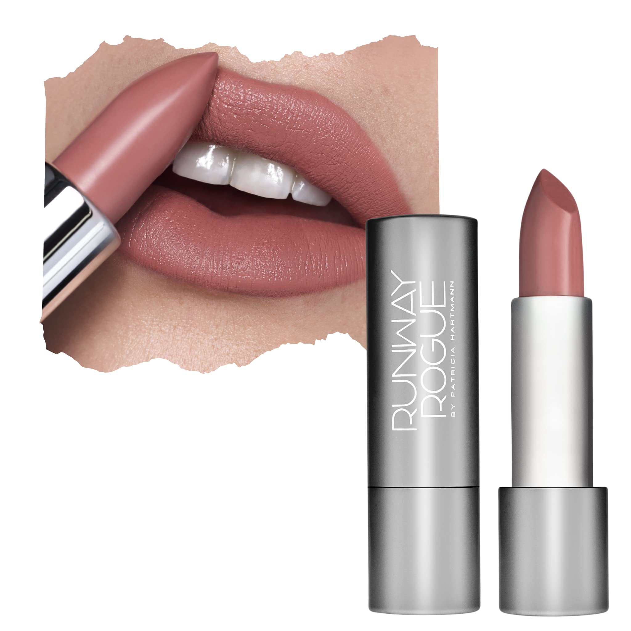 Runway Rogue 90s Vibe Lipstick – Front Row | Moisturizing Matte, Dusty Nude-Pink