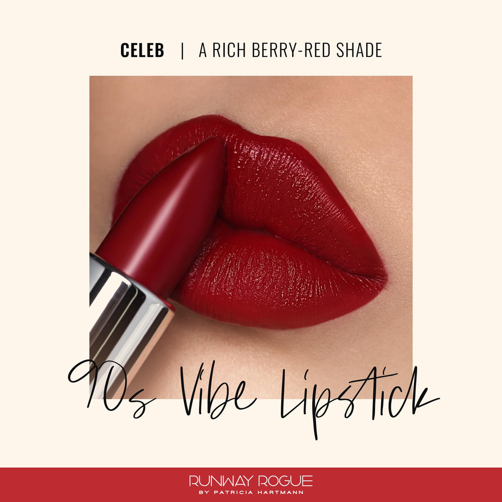 Runway Rogue 90s Vibe Lipstick in Celeb – Moisturizing Matte, Rich Berry-Red