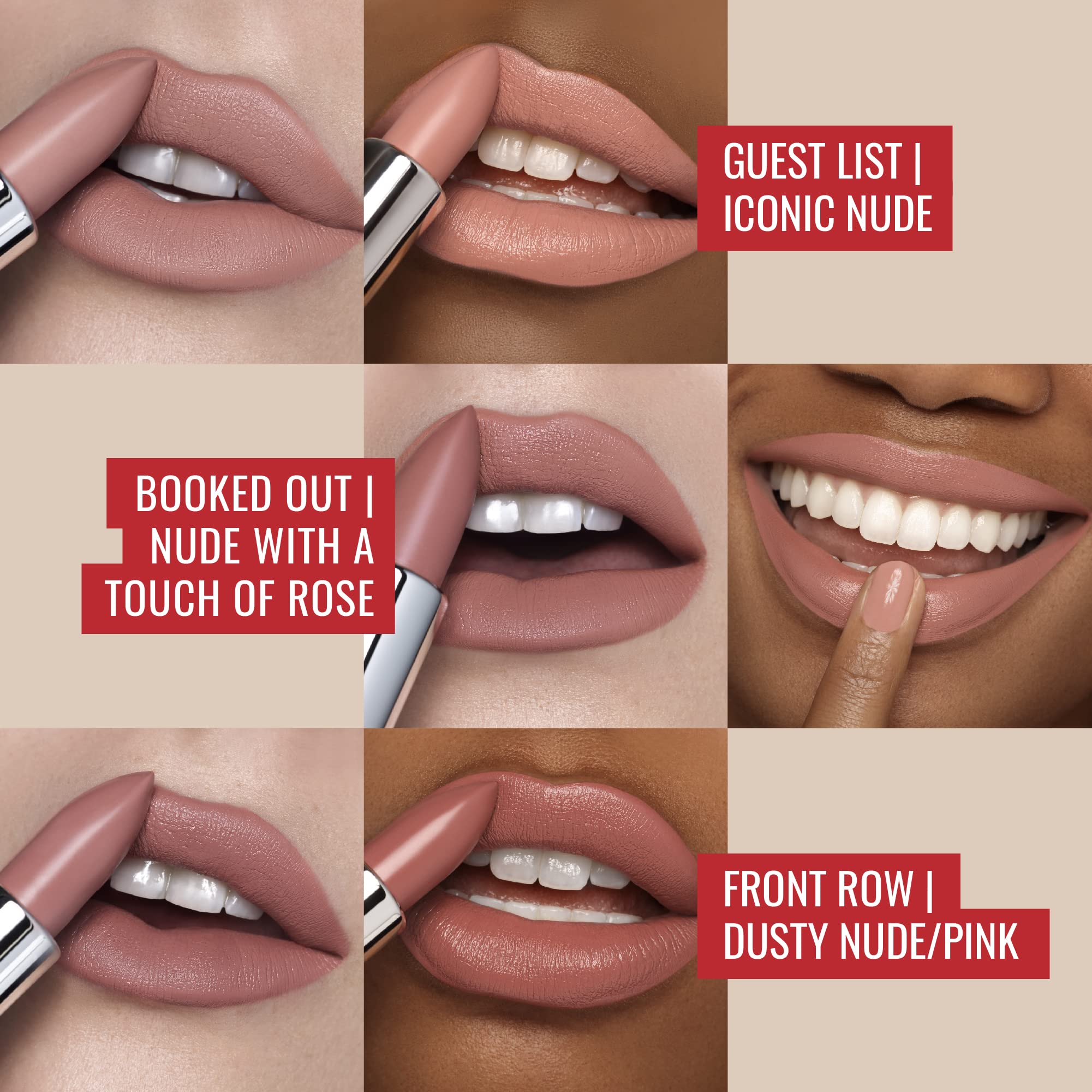 Runway Rogue 90s Vibe Lipstick Trio – Moisturizing Matte Shades: Guest List, Booked Out, Front Row