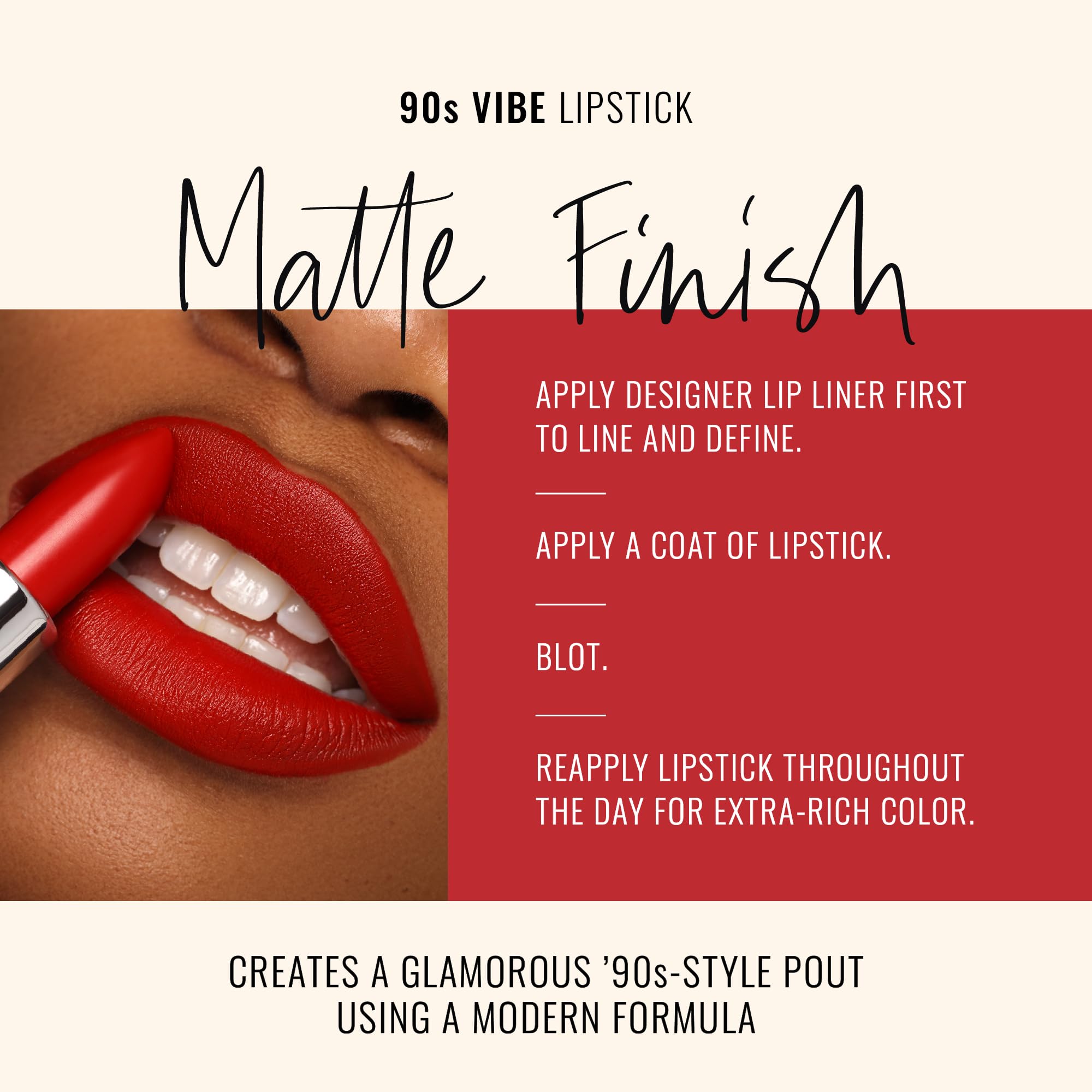 Runway Rogue 90s Vibe Lipstick – Moisturizing Matte True-Red, Red Carpet