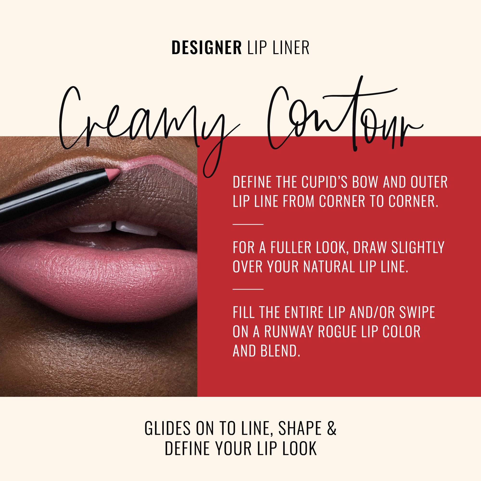 Runway Rogue Designer Lip Liner Pencil – It's a Wrap (Matte Blush-Pink) + Built-in Sharpener