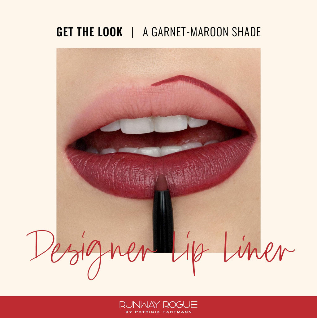 Runway Rogue Designer Lip Liner – Garnet-Maroon Matte, Built-In Sharpener | Get the Look