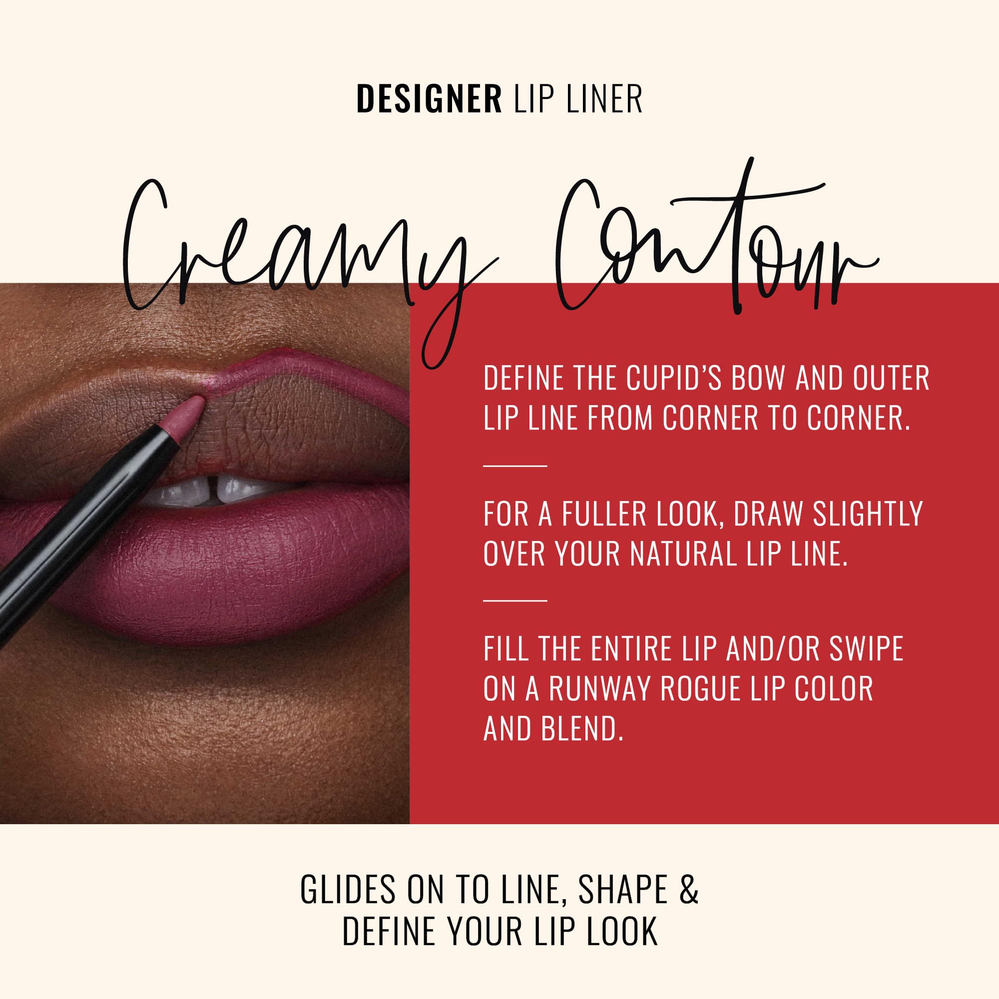 Runway Rogue Designer Liner Lip Pencil – Start the Show Matte Plum, Long-Wear, Built-in Sharpener