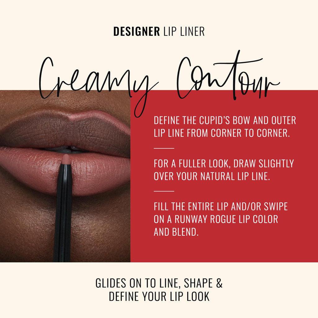 Runway Rogue Designer Liner Lip Pencil in Work It Babe – Matte Dusty-Rose with Built-In Sharpener