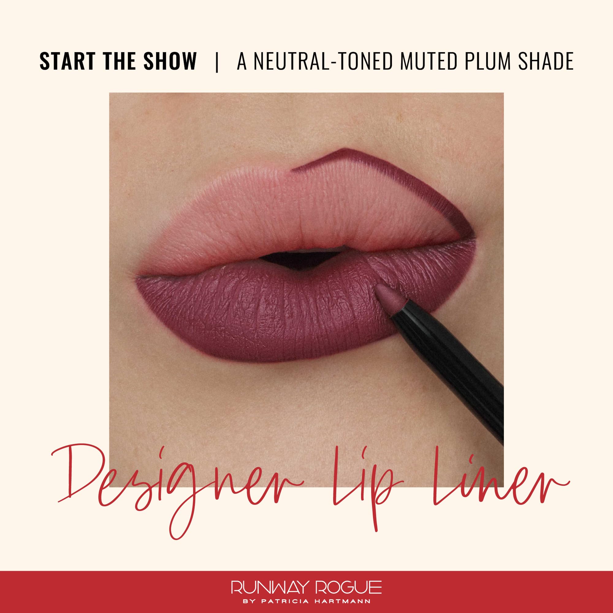Runway Rogue Designer Liner Lip Pencil – Start the Show Matte Plum, Long-Wear, Built-in Sharpener