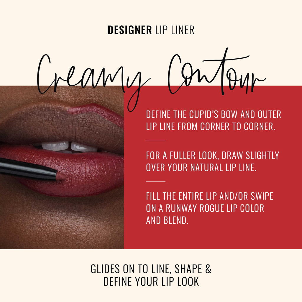 Runway Rogue Designer Lip Liner – Garnet-Maroon Matte, Built-In Sharpener | Get the Look