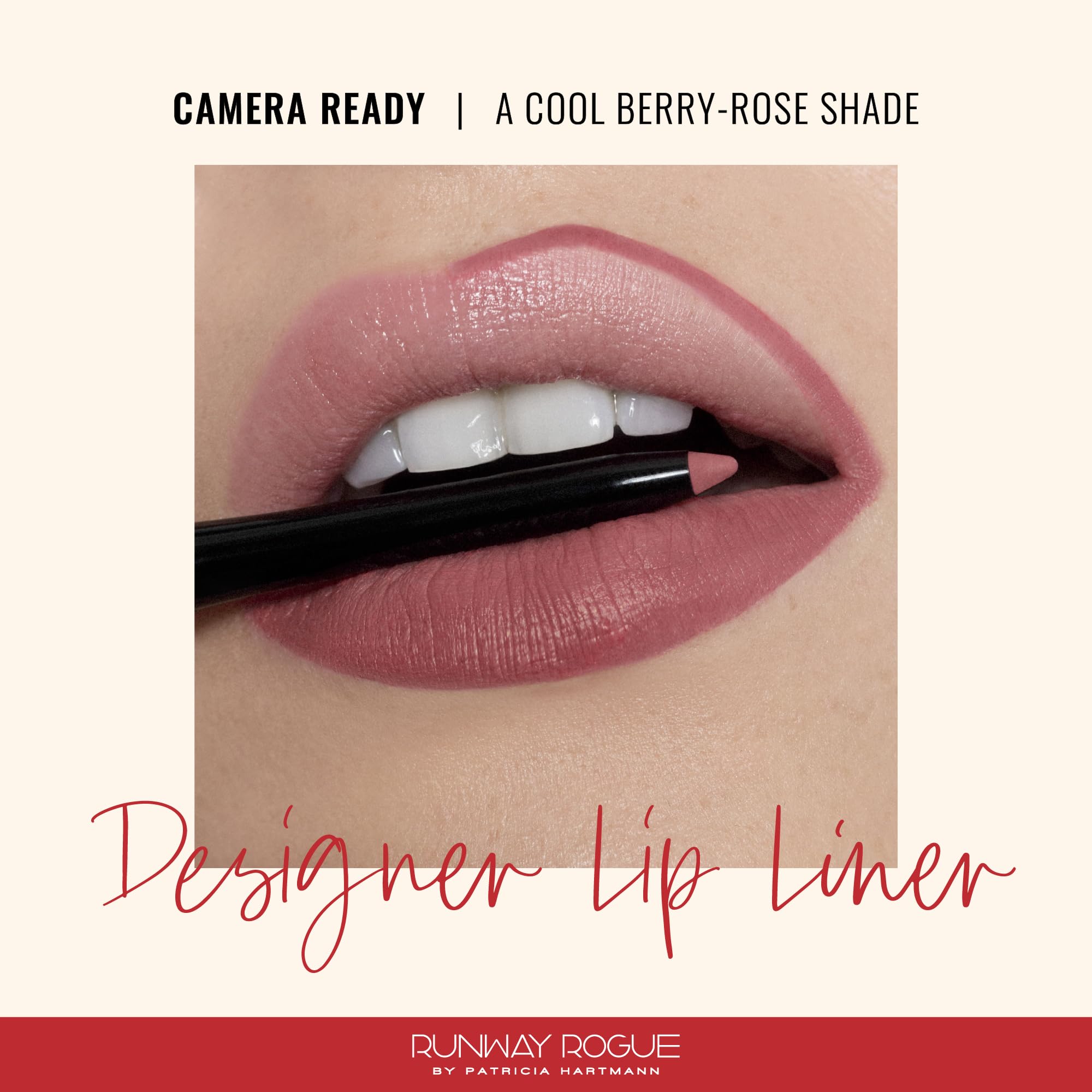 Runway Rogue Designer Liner Lip Pencil – Matte Cool Berry-Rose, Built-in Sharpener