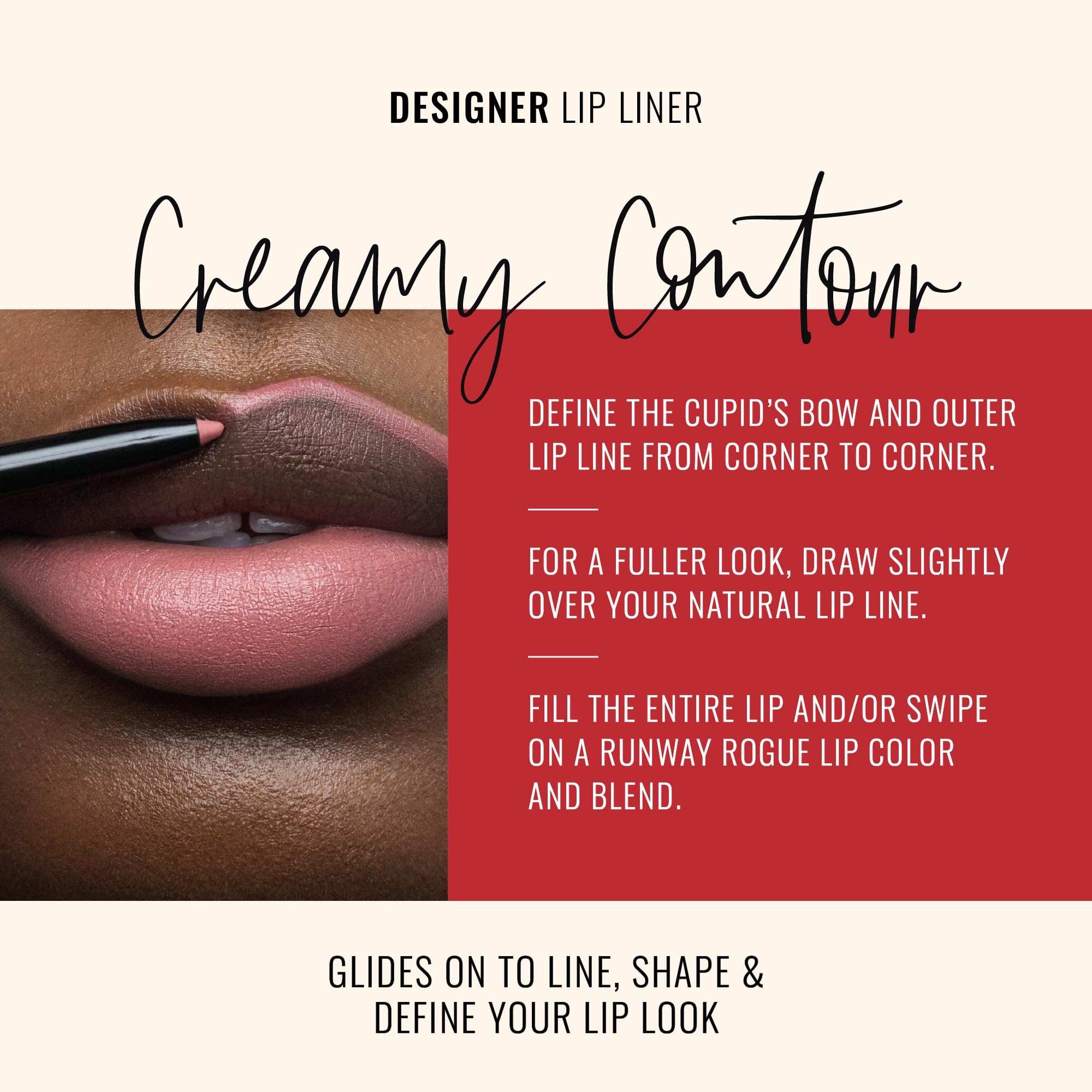 Runway Rogue Designer Liner Lip Pencil – Matte Cool Berry-Rose, Built-in Sharpener