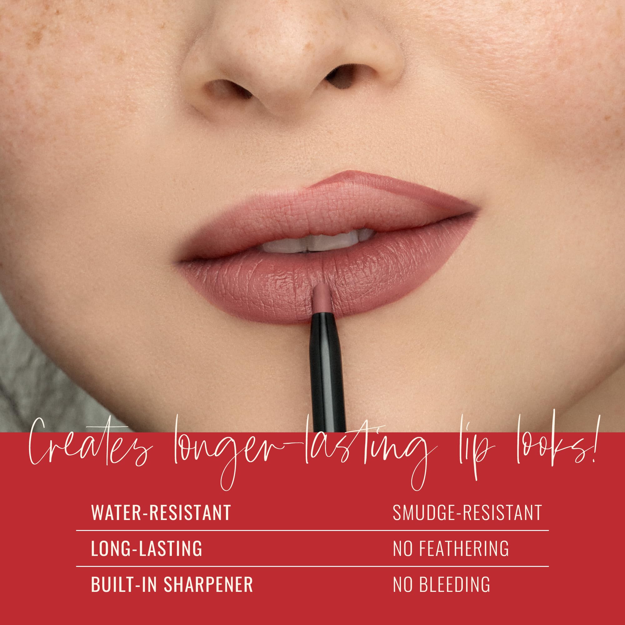 Runway Rogue Designer Liner Lip Pencil – Matte True-Red Lip Liner & Built-In Sharpener | Statement Piece