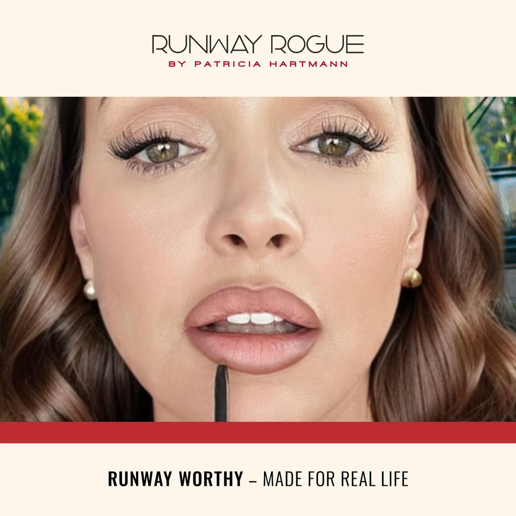 Runway Rogue Designer Liner Lip Pencil – Matte True-Red Lip Liner & Built-In Sharpener | Statement Piece