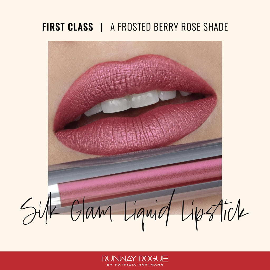 Runway Rogue Silk Glam Liquid Lipstick – First Class Frosted Berry-Rose | Long-Wear Lip Color