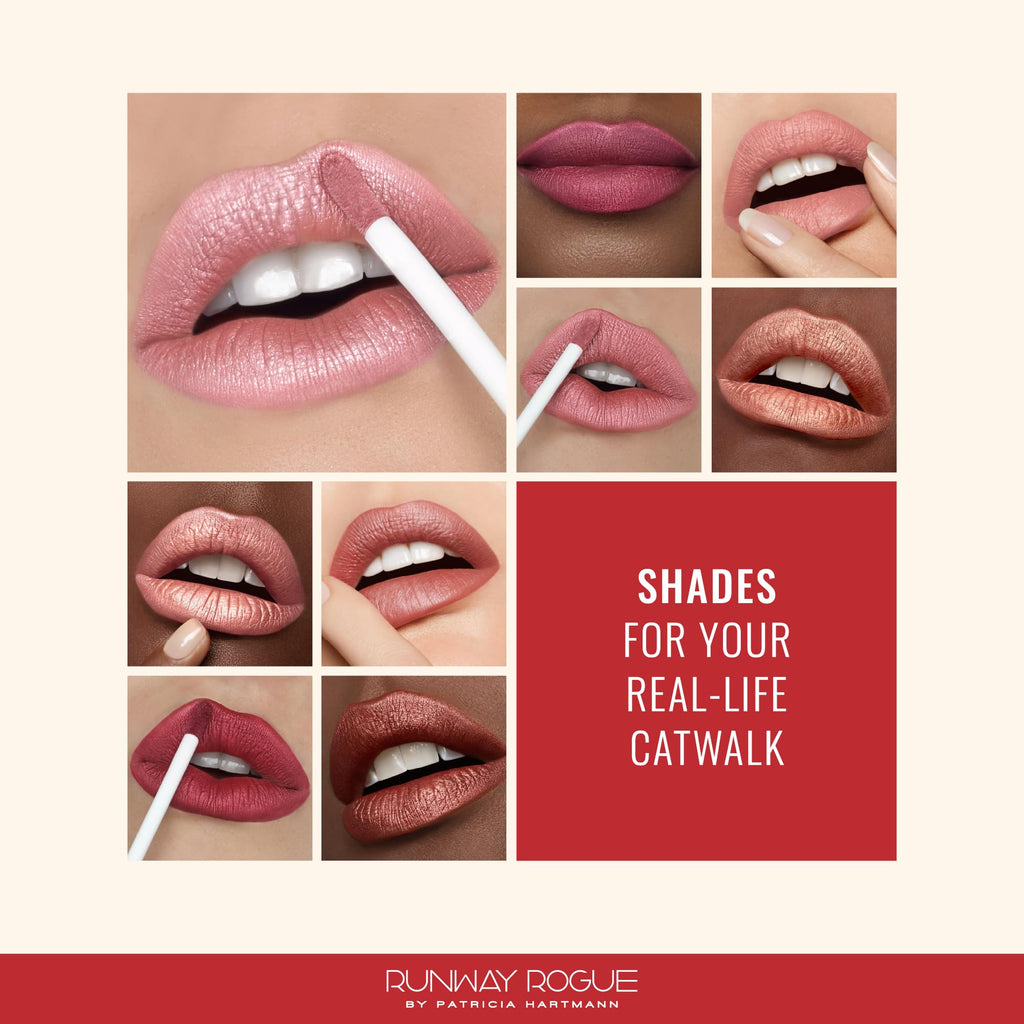 Runway Rogue Silk Glam Liquid Lipstick – Cocktail Hour | Long-Wear Frosted Pomegranate