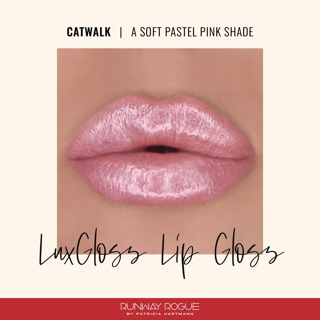 Runway Rogue LuxGloss Catwalk – High-Pigment Shimmer Lip Gloss in Soft Pastel Pink