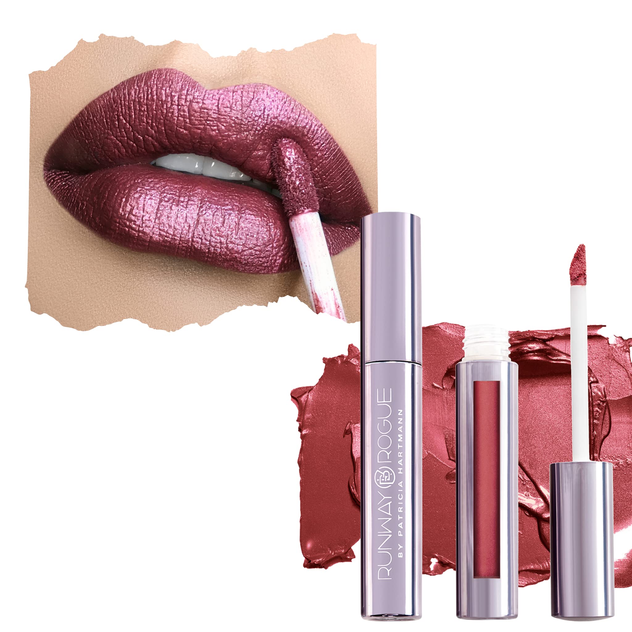 Runway Rogue Pearl Glam Long Wear Shimmer Lipstick in Callback | Metallic Earthy Berry-Bronze