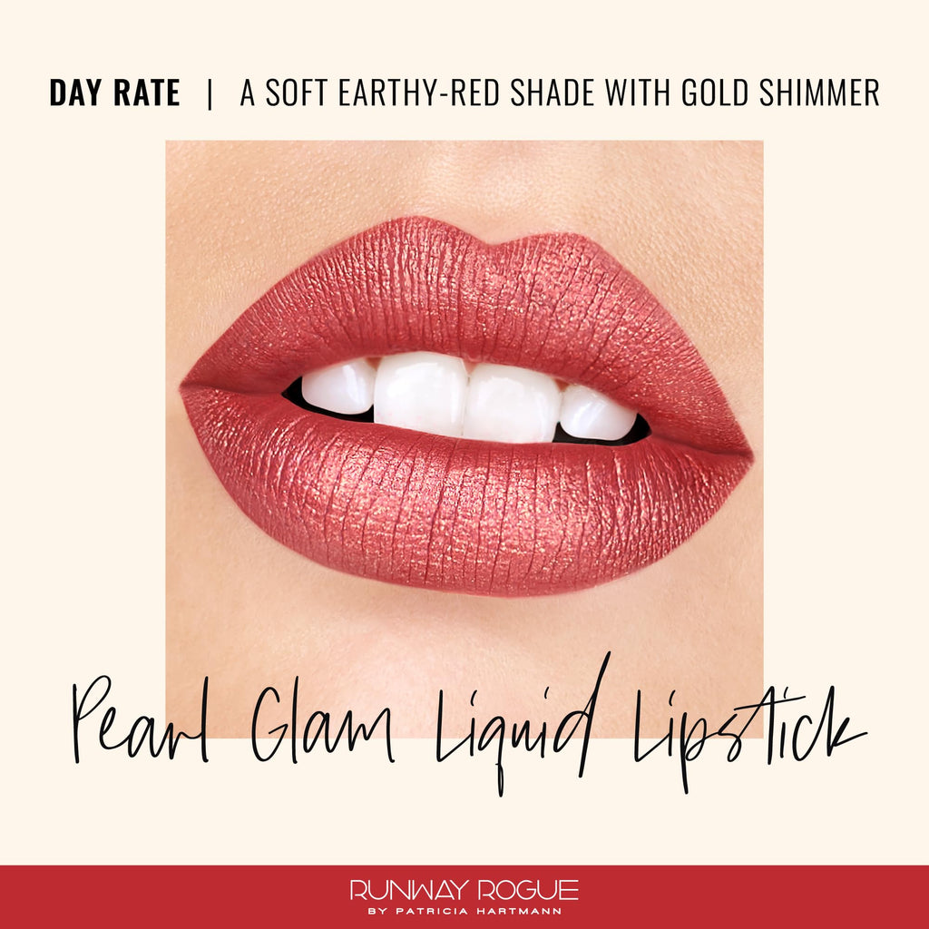 Runway Rogue Pearl Glam Long-Wear Lipstick – Day Rate, Gold Shimmer