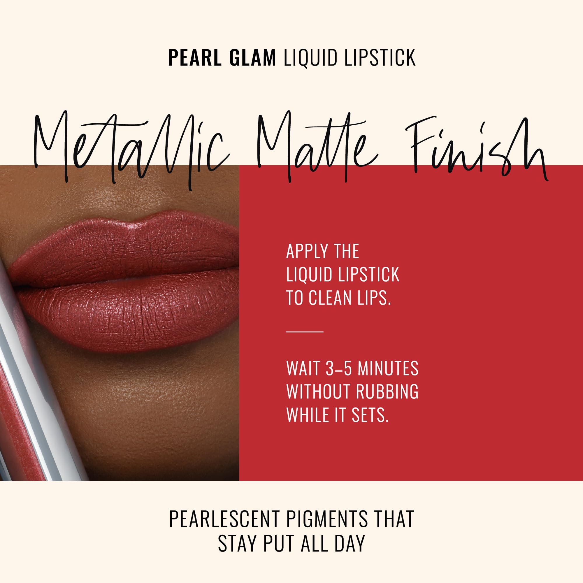 Runway Rogue Pearl Glam Showtime Long Wear Shimmer Lipstick | Metallic Warm Brick-Red