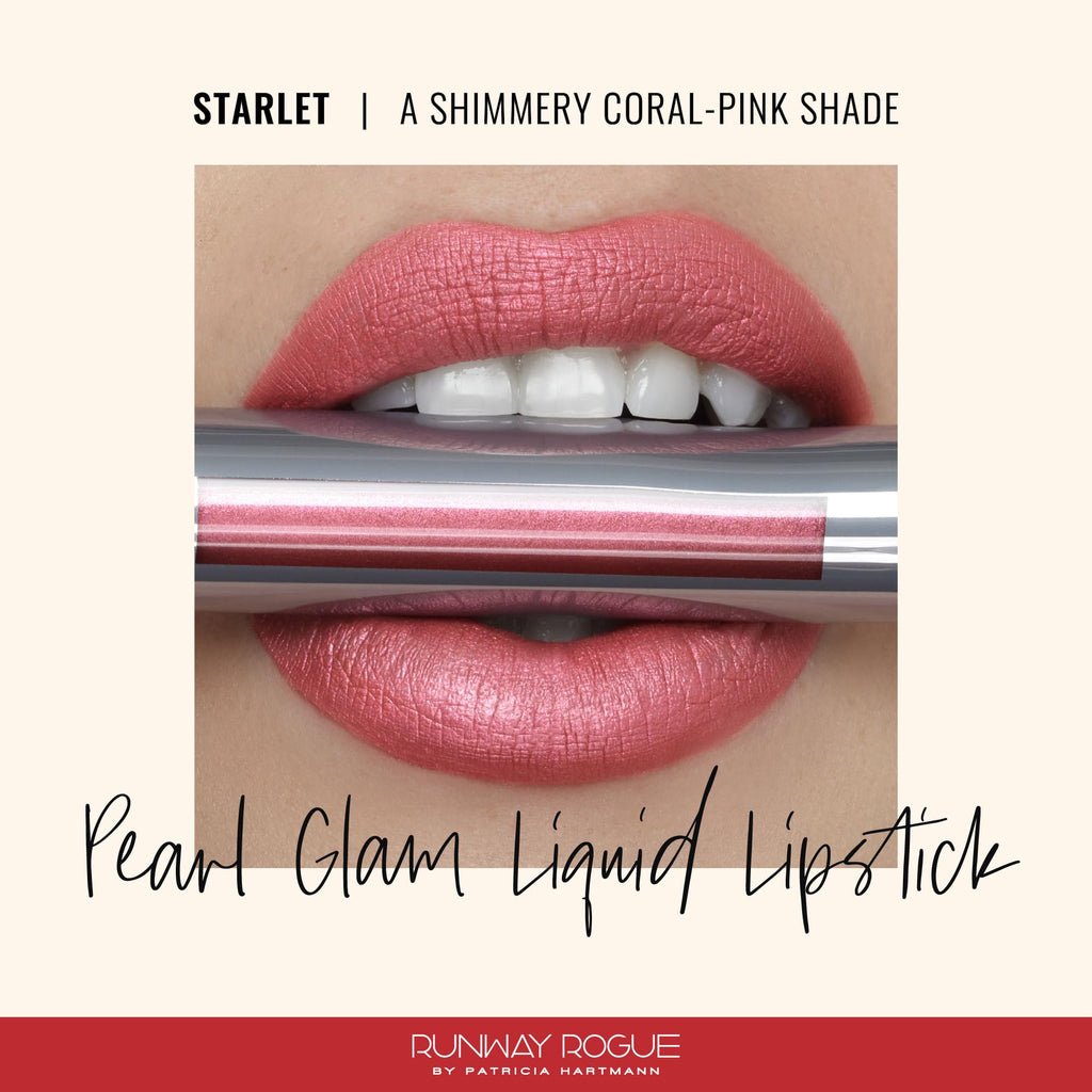 Runway Rogue Pearl Glam Starlet Long-Wear Shimmer Lipstick – Metallic Coral-Pink