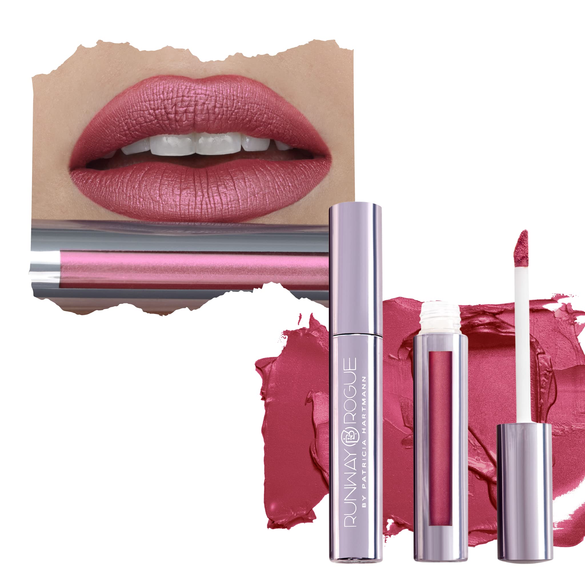 Runway Rogue Silk Glam Liquid Lipstick – First Class Frosted Berry-Rose | Long-Wear Lip Color