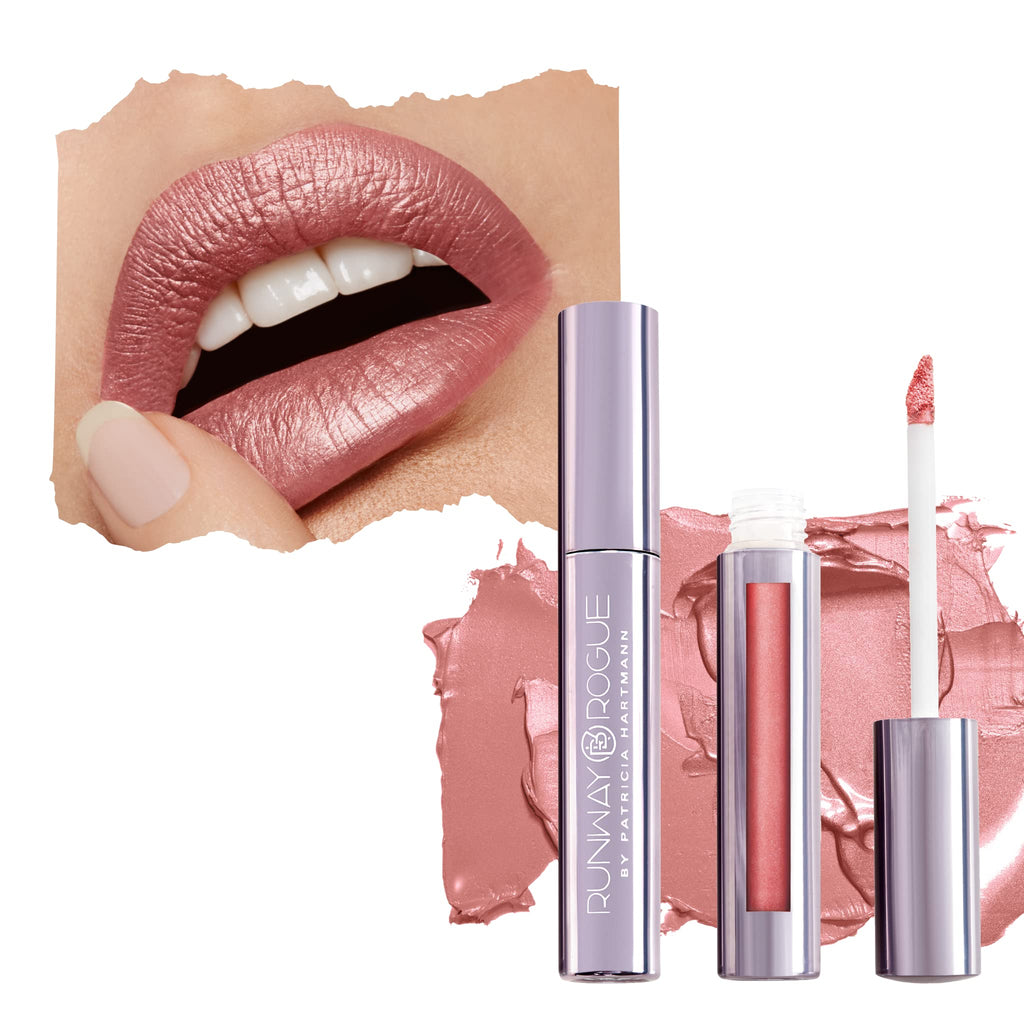 Runway Rogue Silk Glam Liquid Lipstick – Jet Set Frosted Rosy-Pink, Long-Wear