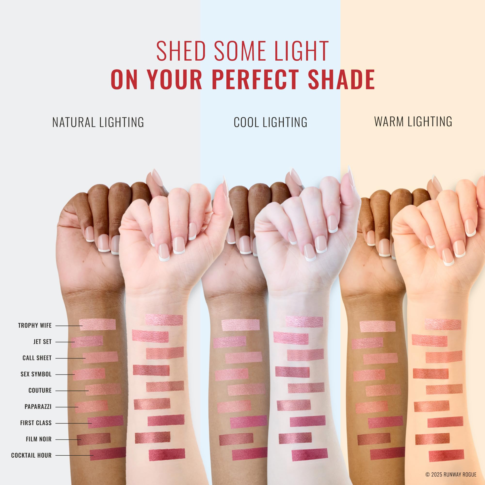 Runway Rogue Silk Glam Lip Trio – Long-Wear Frosted Lipstick (Call Sheet, Cocktail Hour, First Class)