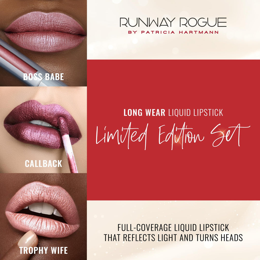 Runway Rogue Try Me x 3 Mini Long Wear Lipstick Set, Melrose Trio – Boss Babe, Call Back, Trophy Wife