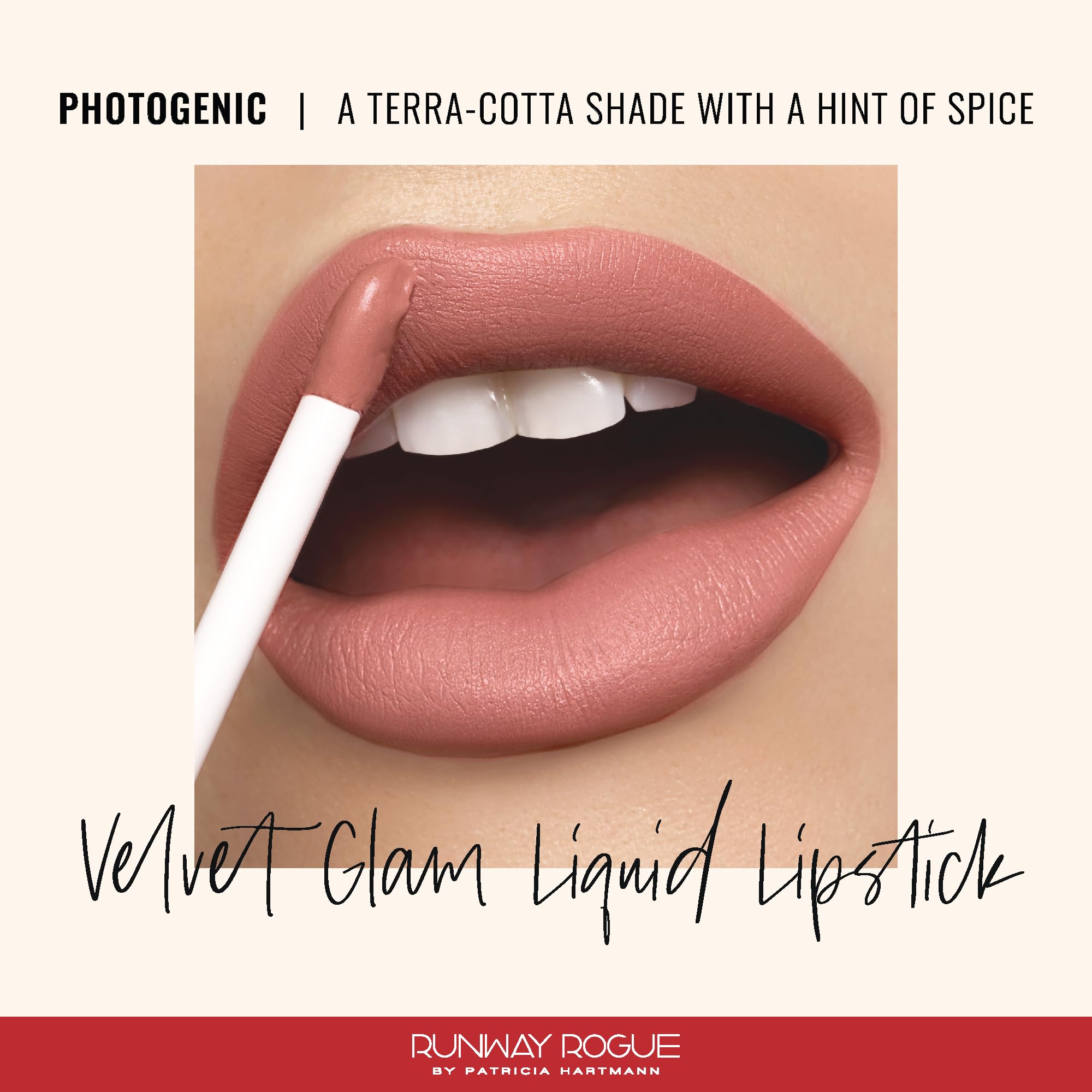 Runway Rogue Velvet Glam Liquid Lipstick in Photogenic – Almost-Matte Terra-Cotta Lip Color