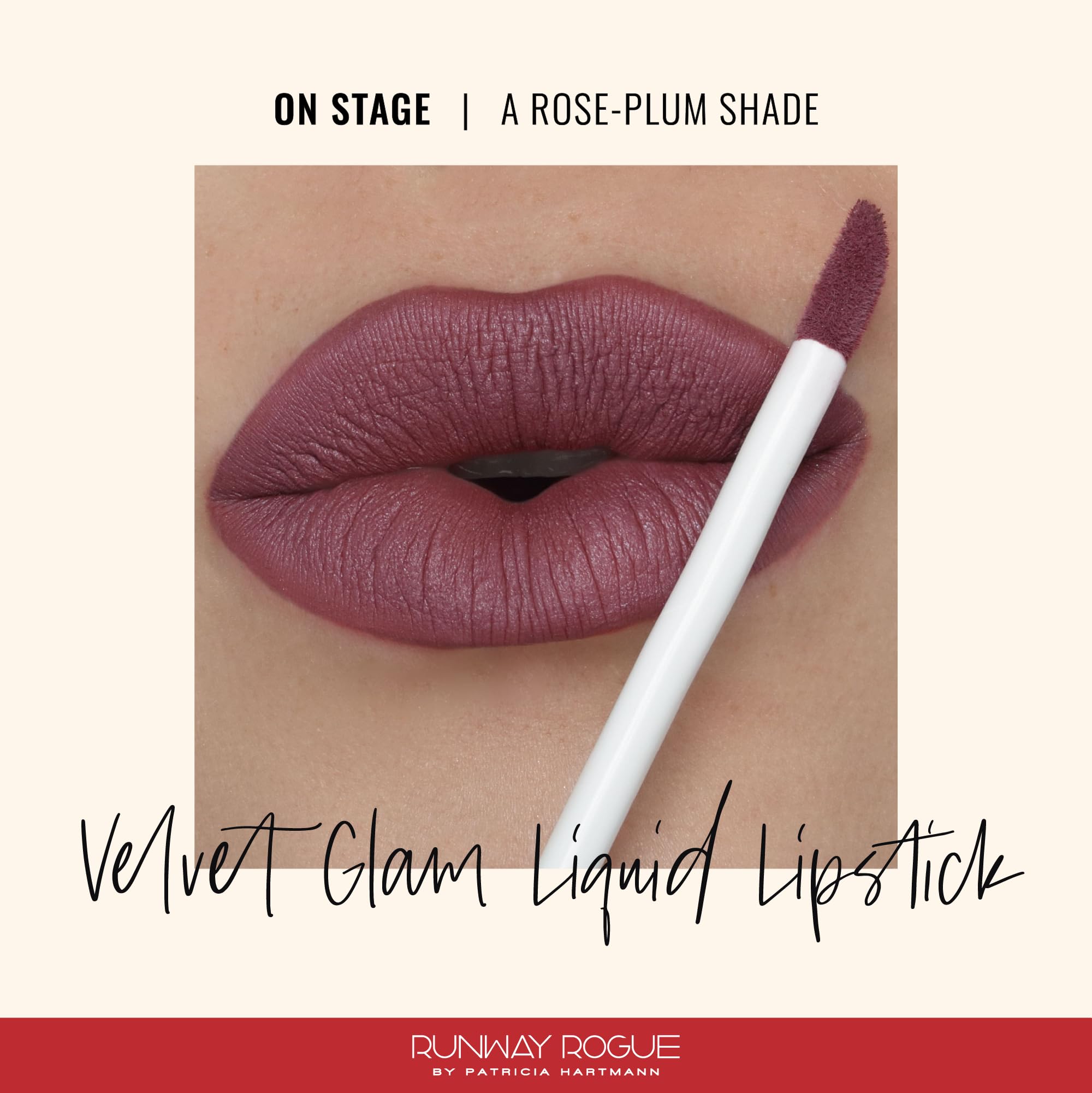 Runway Rogue Velvet Glam Liquid Lipstick – On Stage Rose-Plum, Almost-Matte