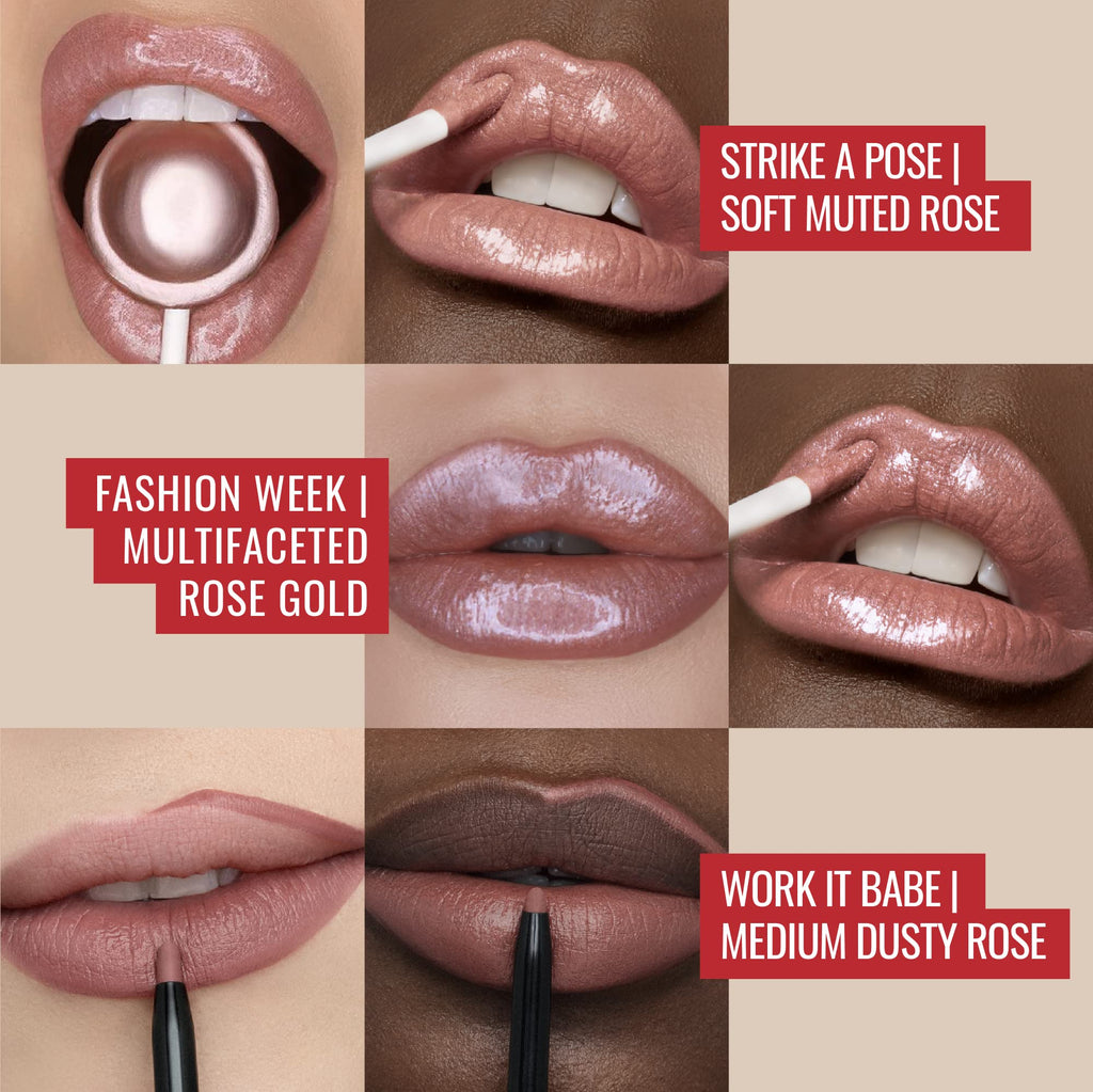 Runway Rogue LuxGloss Kit – Strike a Pose & Fashion Week Glosses + Work It Babe Lip Liner