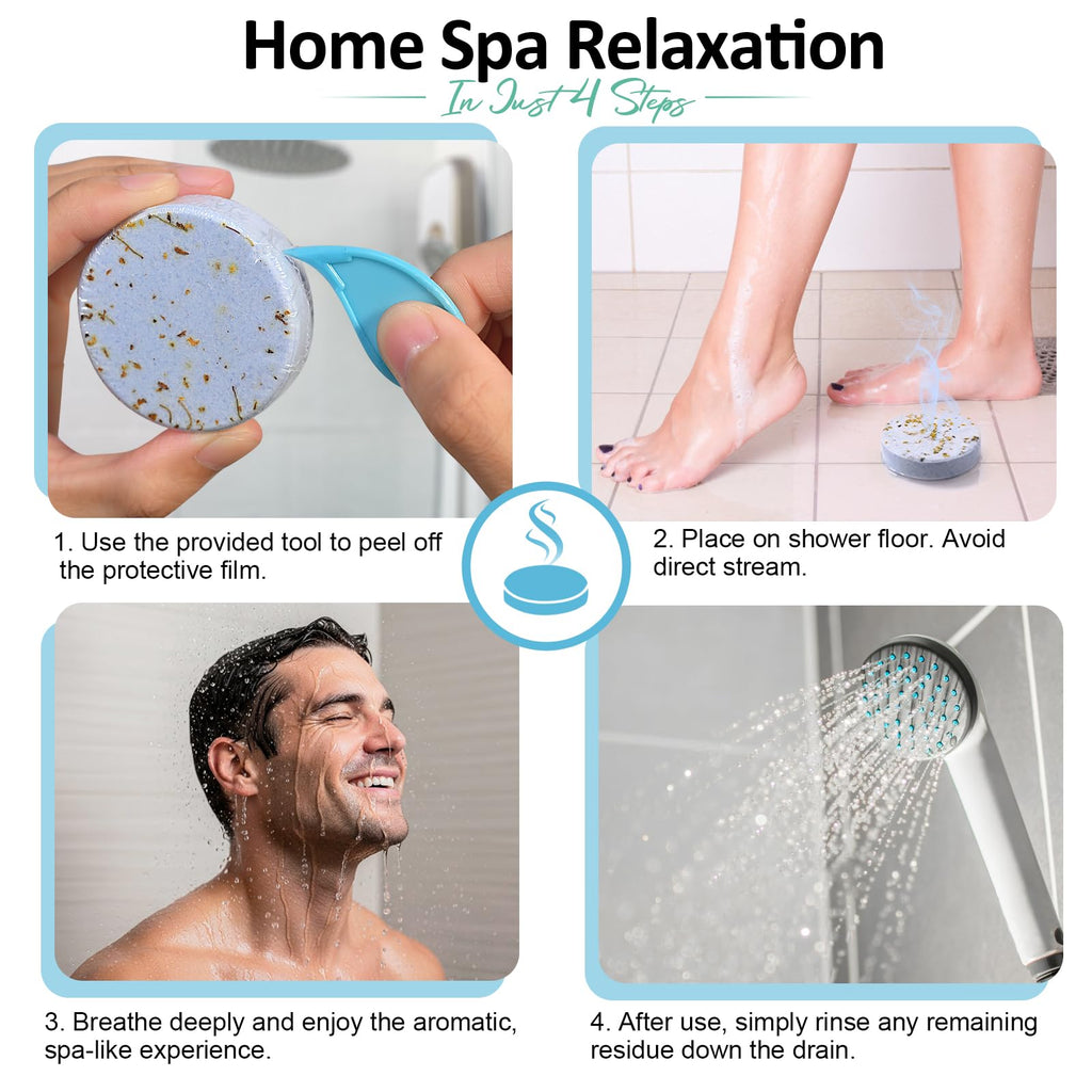 RUSEMLE Shower Steamers – 8-Scent Aromatherapy Gift Set for Men | Valentines Day Gift for Him