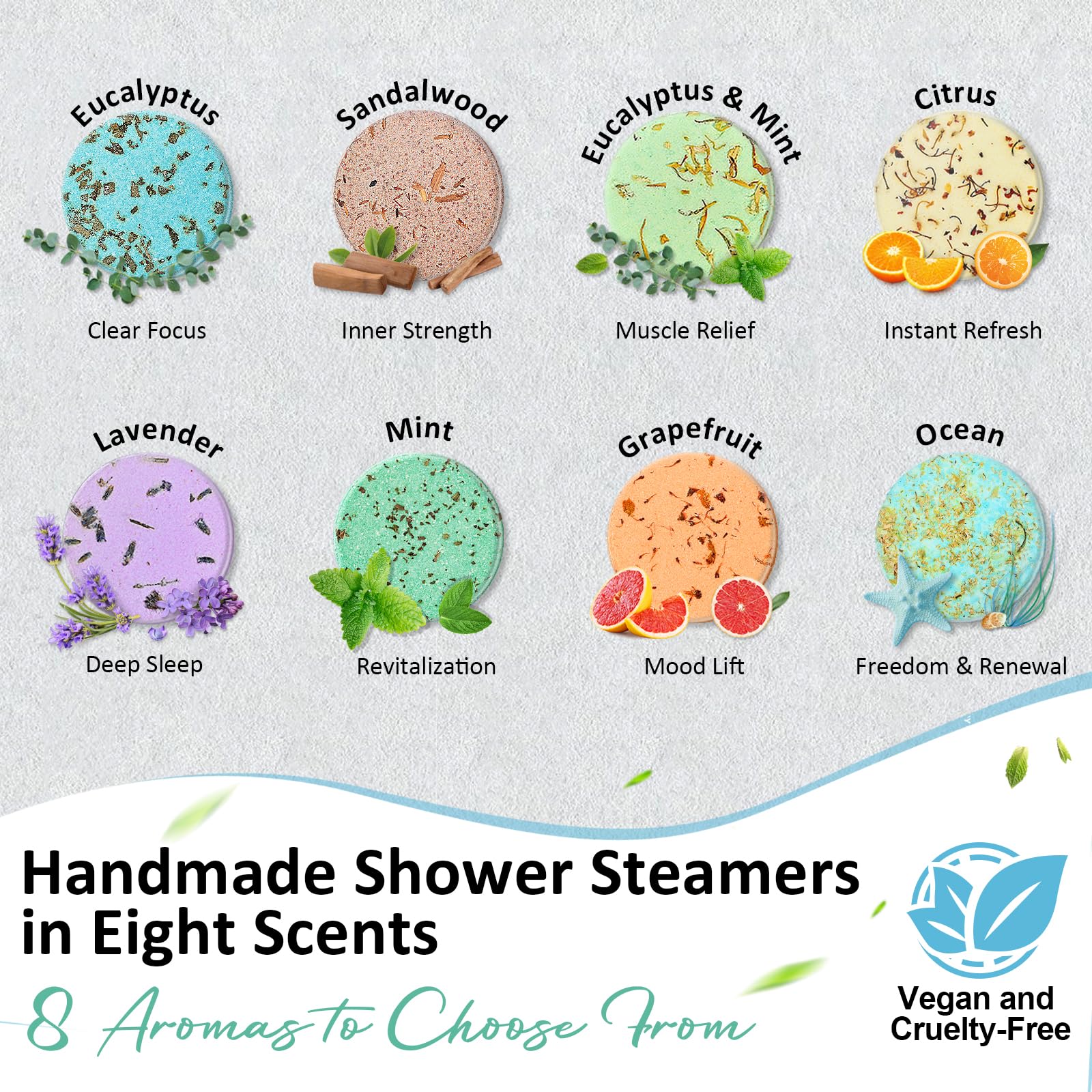RUSEMLE Shower Steamers – 8-Scent Aromatherapy Gift Set for Men | Valentines Day Gift for Him