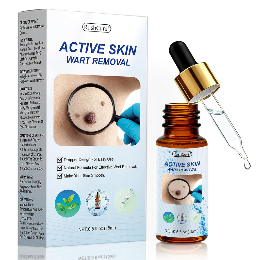 RushCure Wart Remover Serum — 17% Salicylic, Precision Dropper, Travel Size 0.5 oz