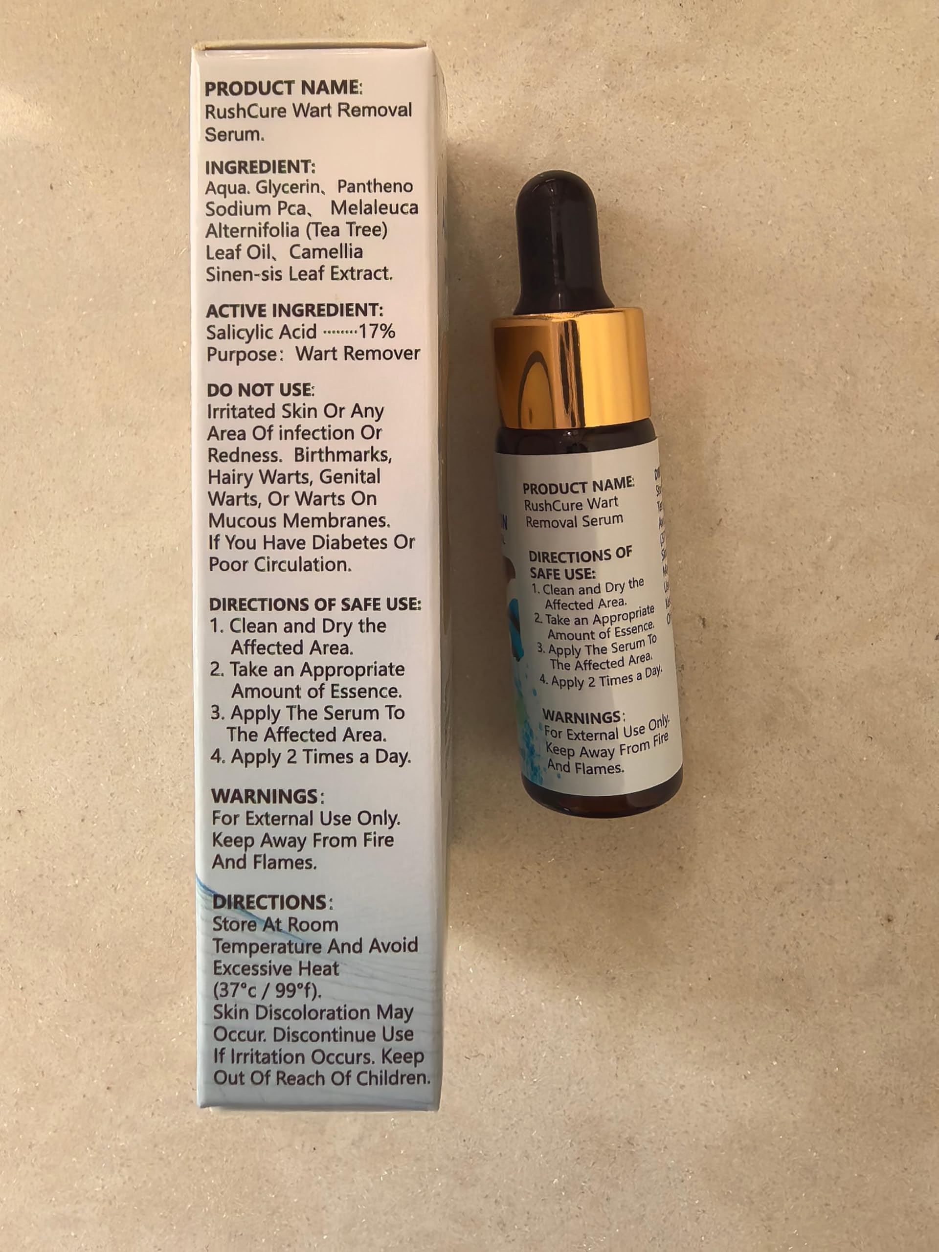 RushCure Wart Remover Serum — 17% Salicylic, Precision Dropper, Travel Size 0.5 oz