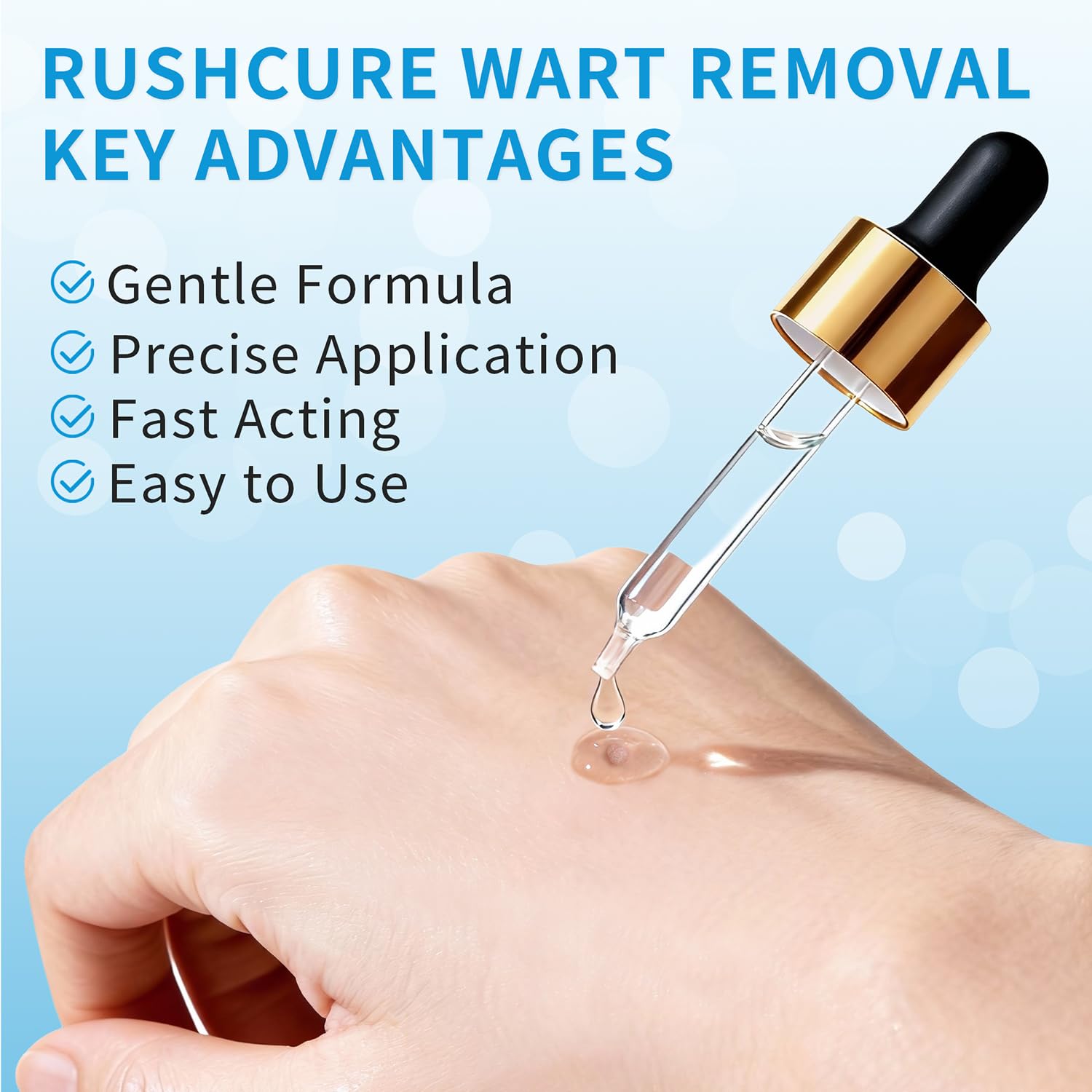 RushCure Wart Remover Serum — 17% Salicylic, Precision Dropper, Travel Size 0.5 oz