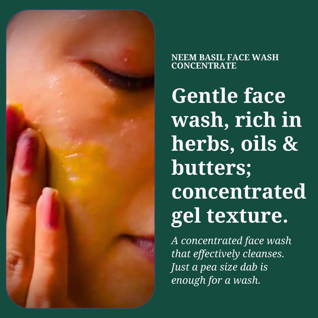 Rustic Art Organic Neem Basil Face Wash Concentrate – Deep Cleansing (50g) | Anti-Bacterial & Anti-Fungal