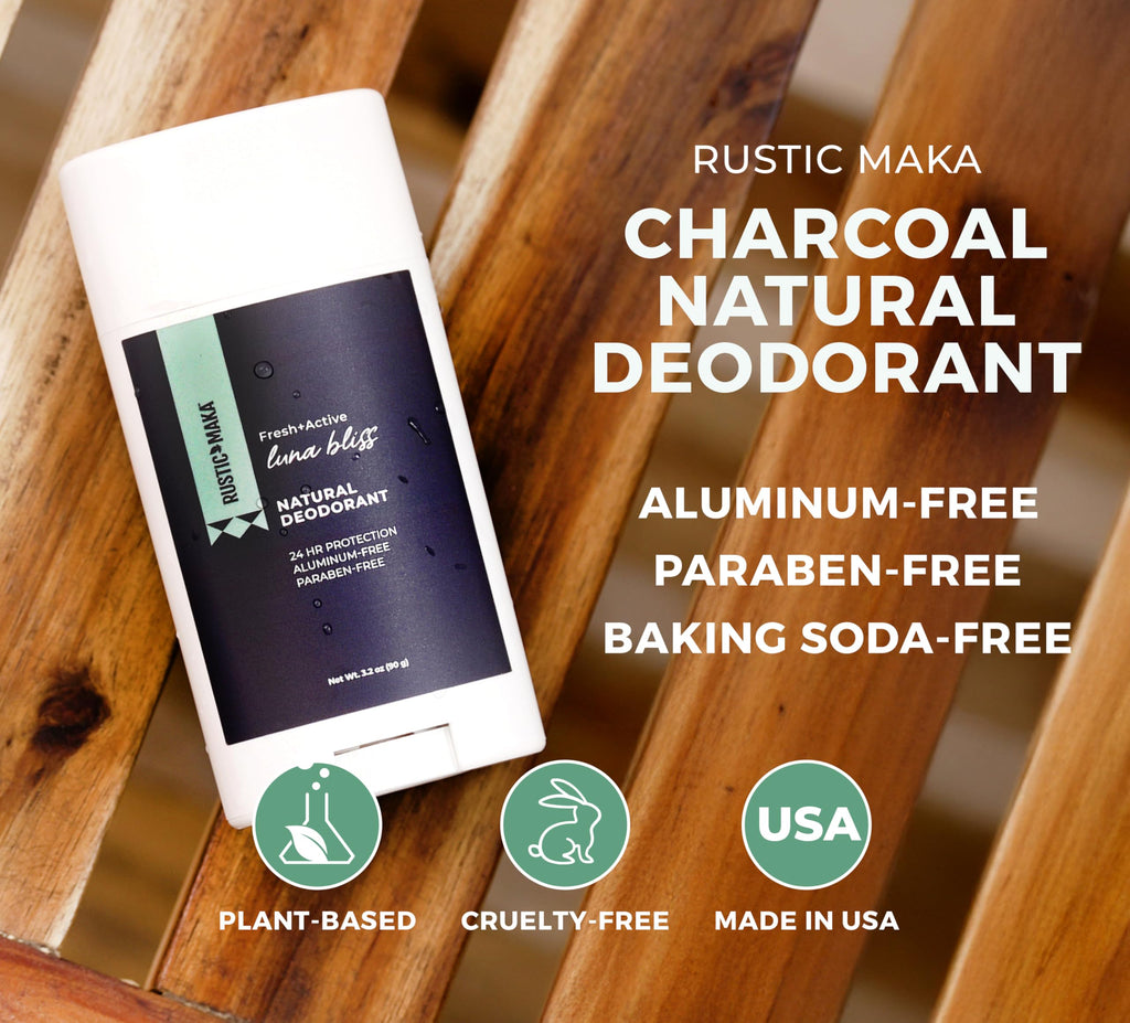Rustic MAKA Luna Bliss Natural Deodorant Stick – Aluminum-Free, No Baking Soda, Charcoal + Magnesium