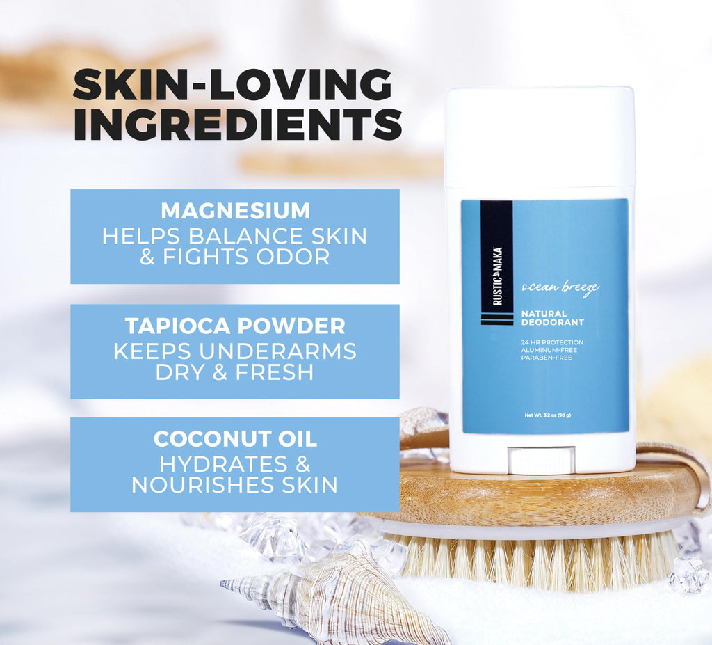Rustic Maka Ocean Breeze Natural Deodorant for Women – Aluminum, Paraben & Baking Soda Free (Pack of 2)