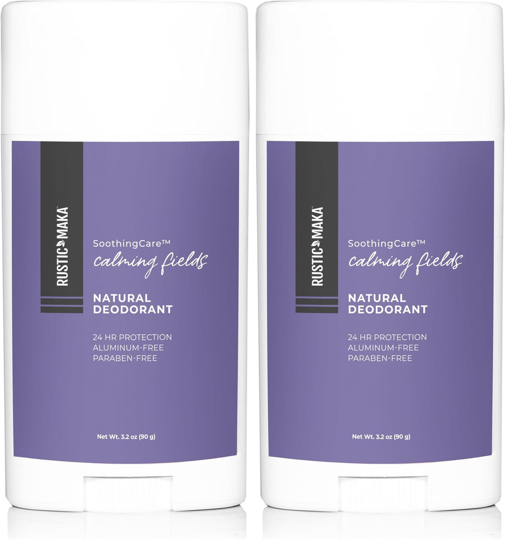 Rustic MAKA Natural Deodorant – Calming Fields | Aluminum-Free, Paraben-Free, Baking Soda-Free | Lavender + Mint | Cruelty-Free | Pack of 2