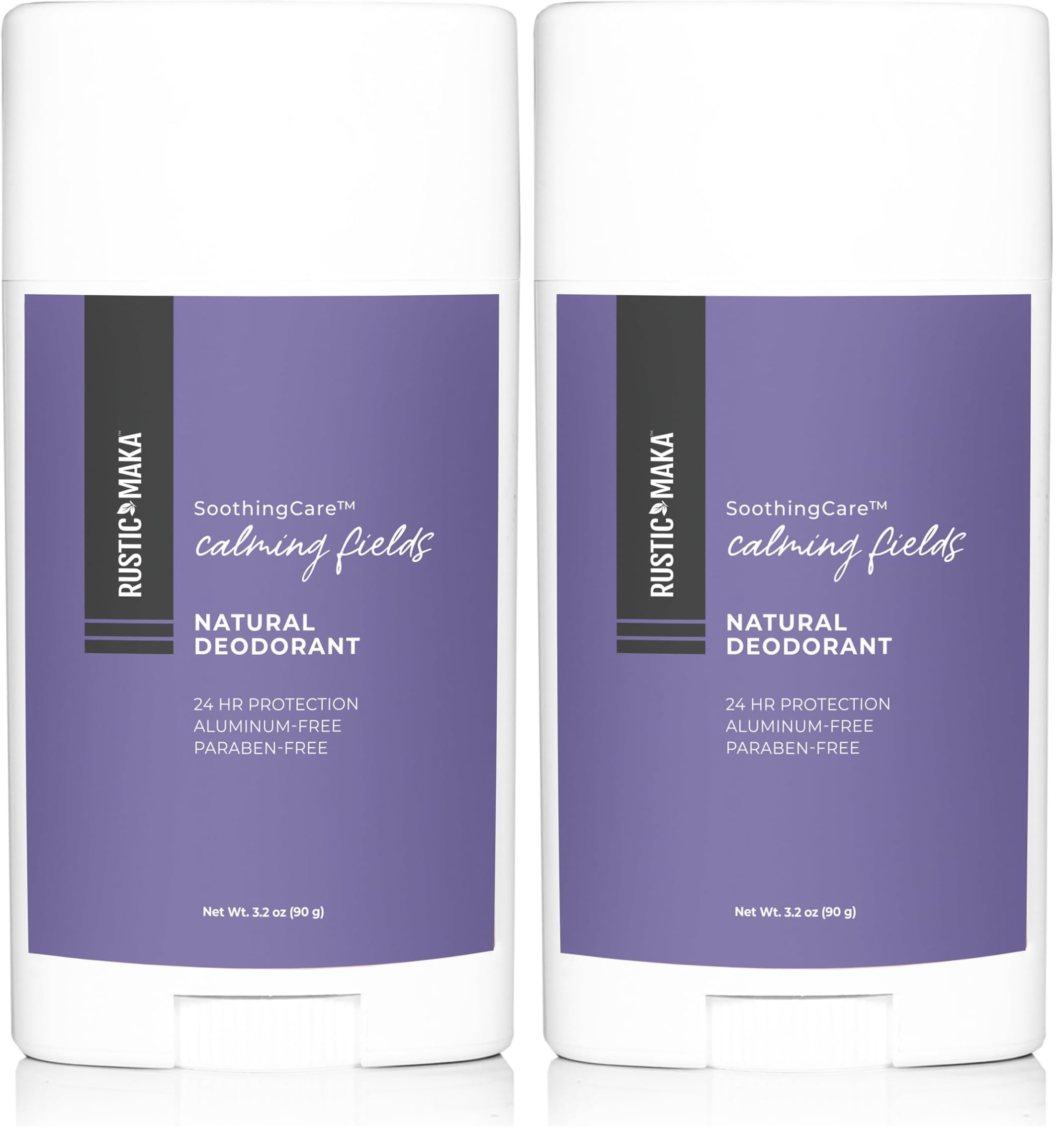 Rustic MAKA Natural Deodorant – Calming Fields | Aluminum-Free, Paraben-Free, Baking Soda-Free | Lavender + Mint | Cruelty-Free | Pack of 2