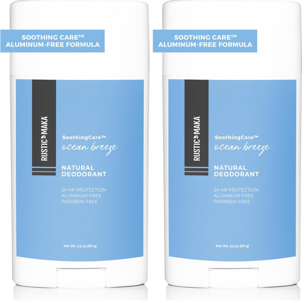 Rustic Maka Ocean Breeze Natural Deodorant for Women – Aluminum, Paraben & Baking Soda Free (Pack of 2)
