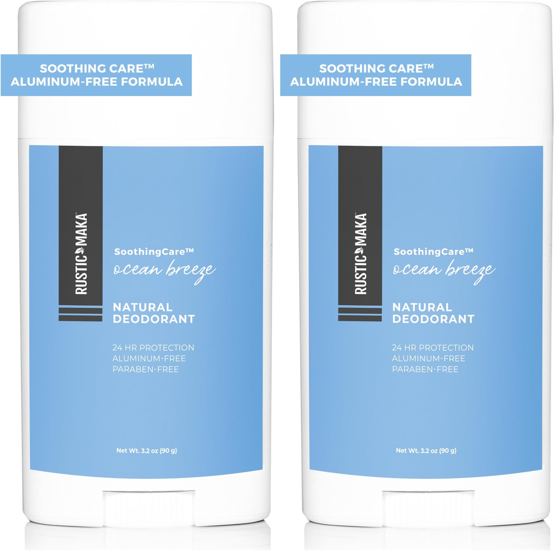Rustic Maka Ocean Breeze Natural Deodorant for Women – Aluminum, Paraben & Baking Soda Free (Pack of 2)