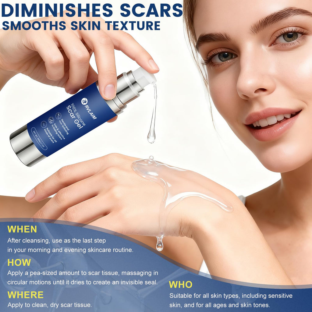 Rvlaim 100% Silicone Scar Gel – Advanced Scar Care, 1.7 oz (50 ml)