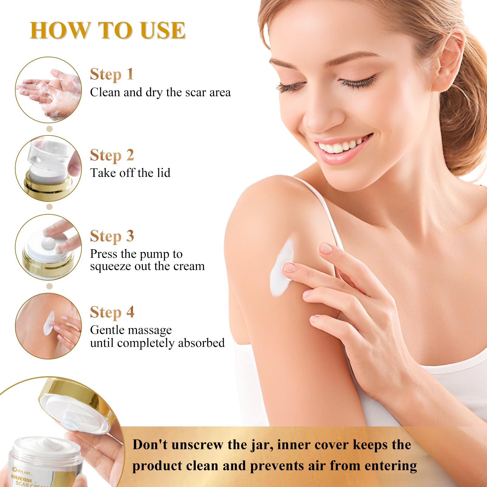 Rvlaim Scar Cream Silicone Gel | Advanced Scar Repair for Surgical, Burn, Acne Scars 1.85 oz