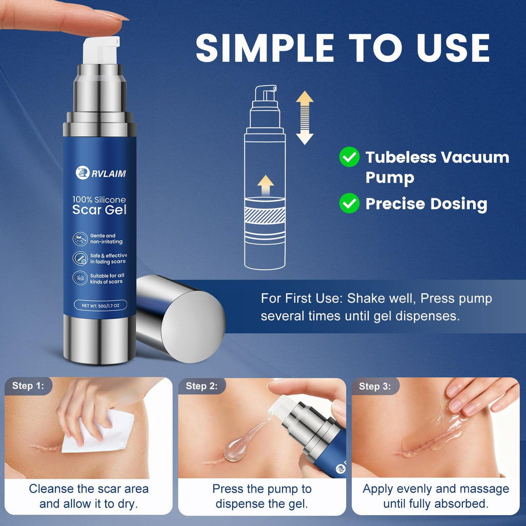 Rvlaim 100% Silicone Scar Gel – Advanced Scar Care, 1.7 oz (50 ml)
