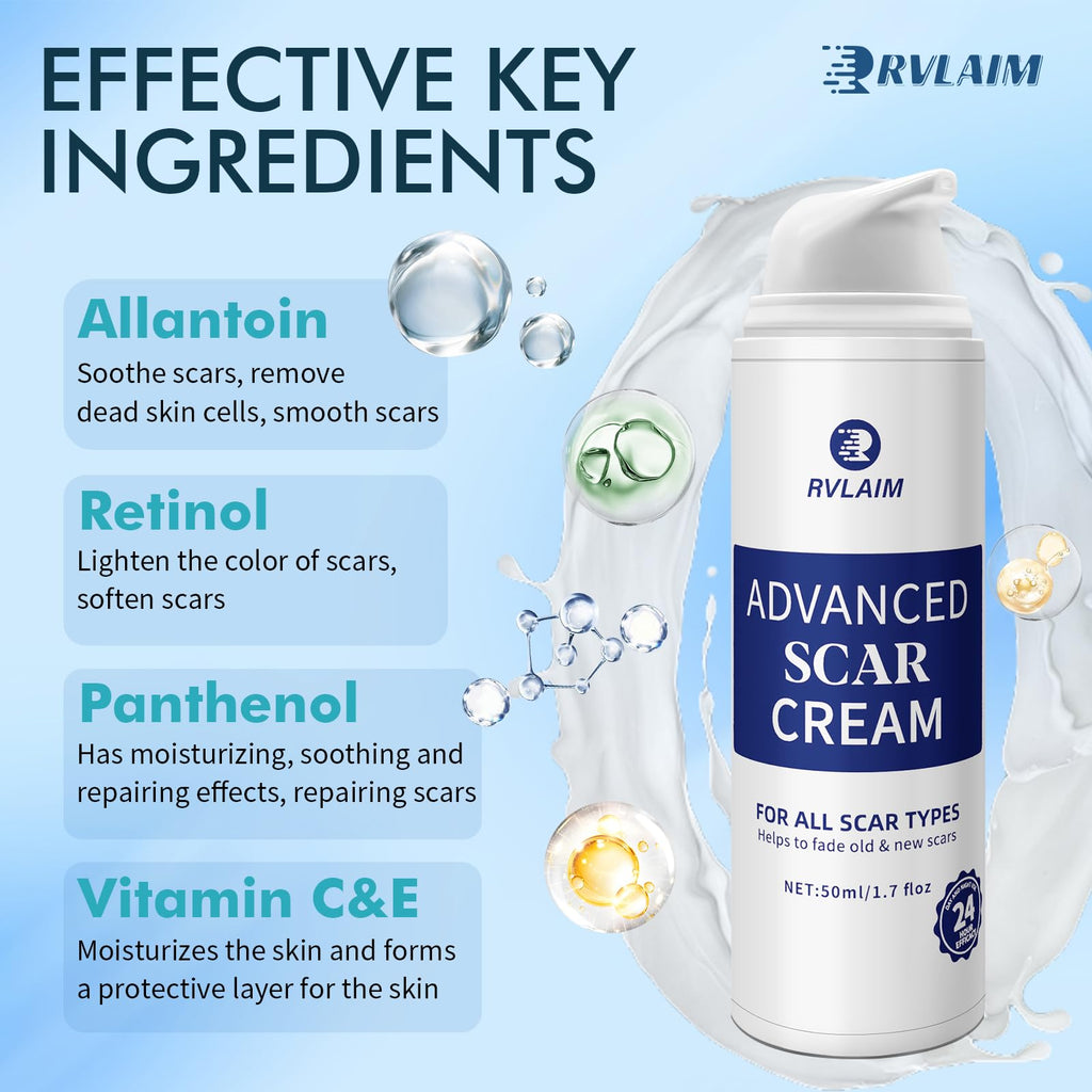 Rvlaim Silicone Scar Gel – Advanced Scar Cream for Surgical Scars, Acne Marks & More (1.7 fl oz)