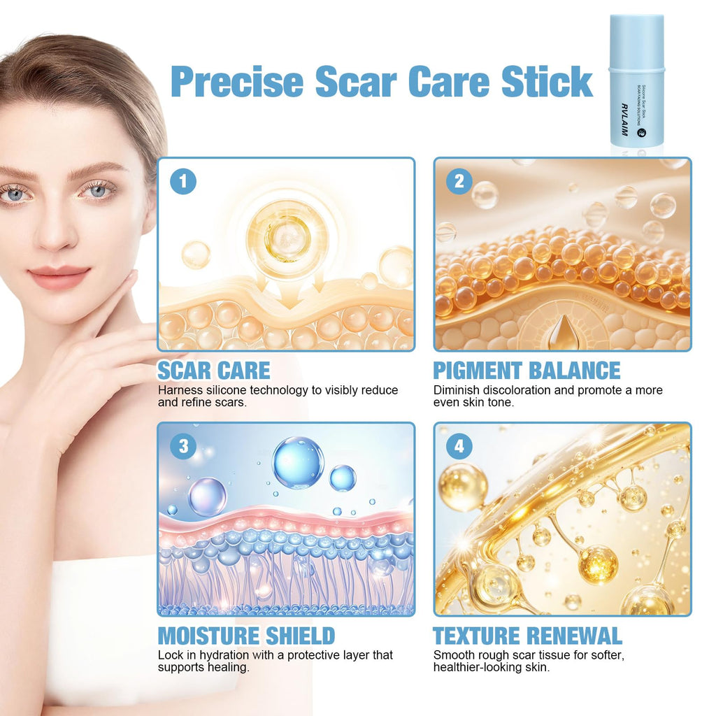 Rvlaim Silicone Scar Stick – 80% Medical-Grade Silicone, 7g for Face & Body