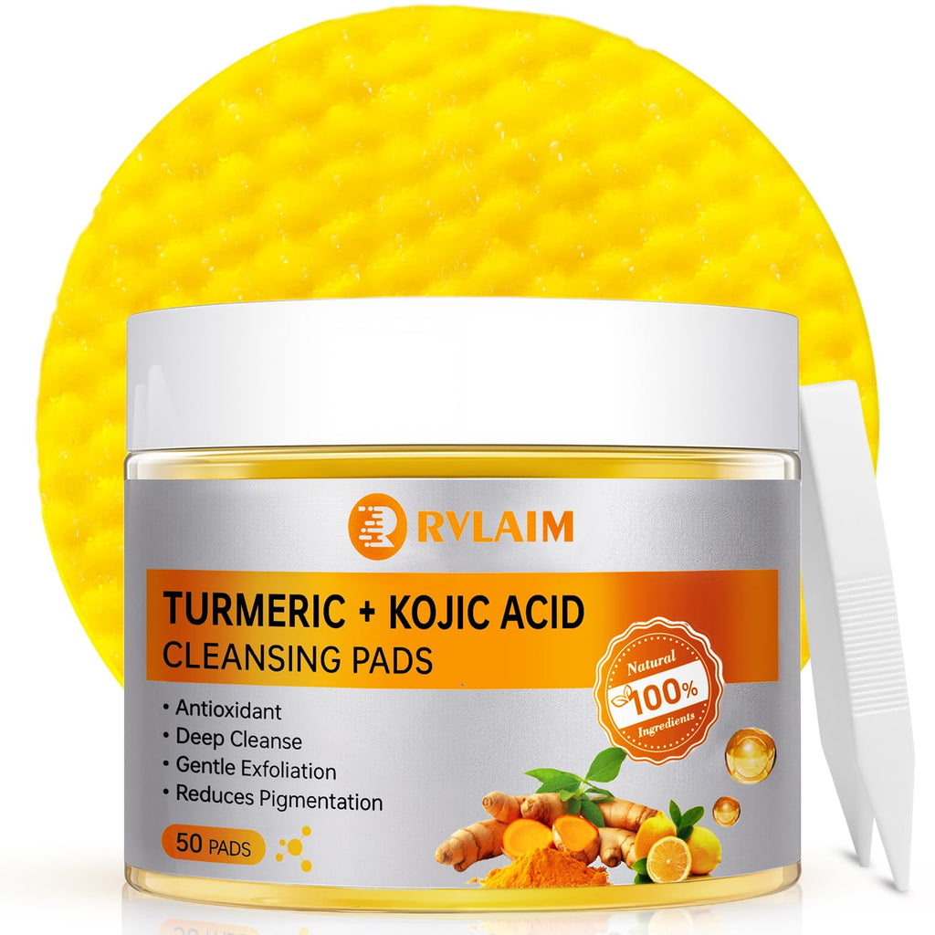 Rvlaim Turmeric Kojic Acid Cleansing Pads – 50 Count for Pore Refinement & Gentle Exfoliation