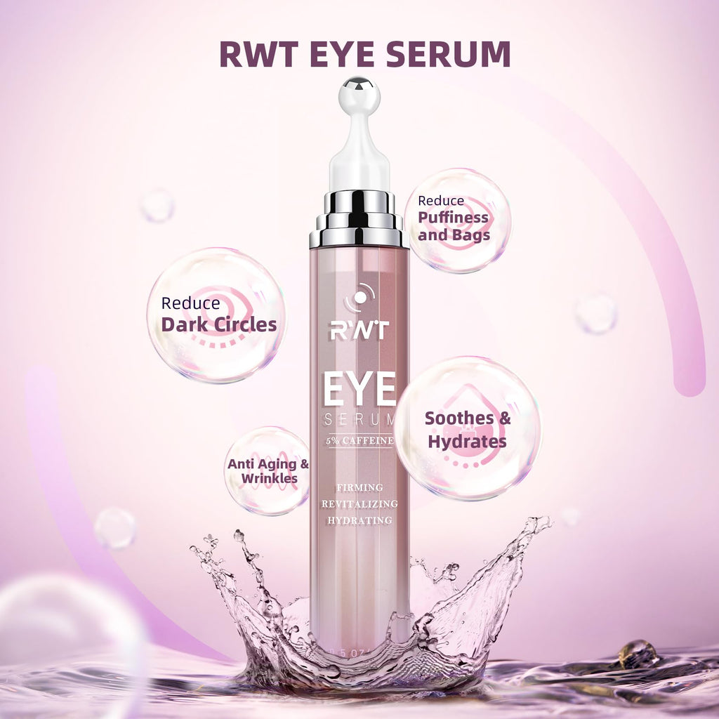 RWT 5% Caffeine Eye Serum & Under Eye Roller — 360° Eye Massage for Dark Circles